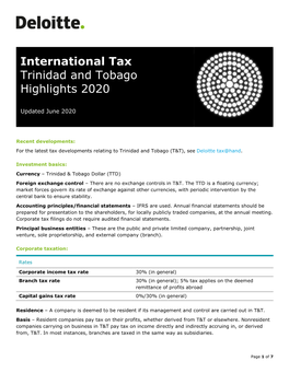 International Tax Trinidad and Tobago Highlights 2020