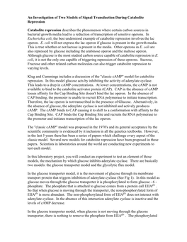 Two Models of Catabolite Repression Signal Transduction
