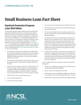 Small Business Loan Fact Sheet