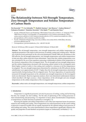 The Relationship Between Nil-Strength Temperature, Zero Strength Temperature and Solidus Temperature of Carbon Steels