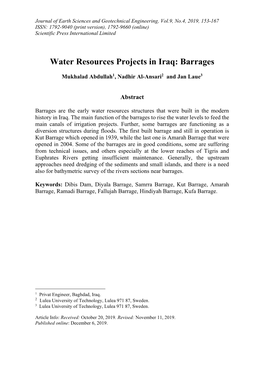Water Resources Projects in Iraq: Barrages