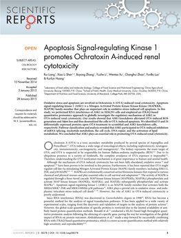 Apoptosis Signal-Regulating Kinase 1 Promotes Ochratoxin A-Induced