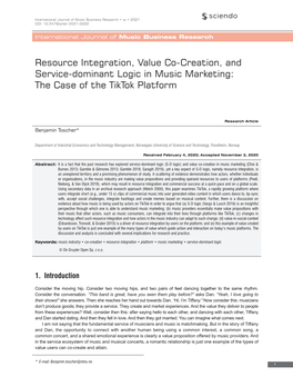 Resource Integration, Value Co-Creation, and Service-Dominant Logic in Music Marketing: the Case of the Tiktok Platform
