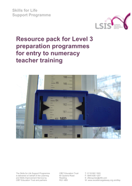 Resource Pack for Level 3 Preparation Programmes for Entry to Numeracy Teacher Training