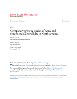 Comparative Genetic Studies of Native and Introduced Coccinellidae in North America Elliot S