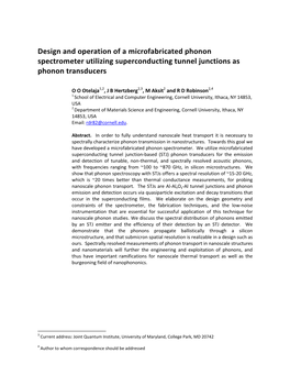 Design and Operation of a Microfabricated Phonon Spectrometer Utilizing Superconducting Tunnel Junctions As Phonon Transducers