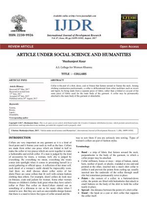 Article Under Social Science and Humanities