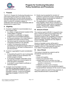 Program for Continuing Education Policy Guidelines and Procedures