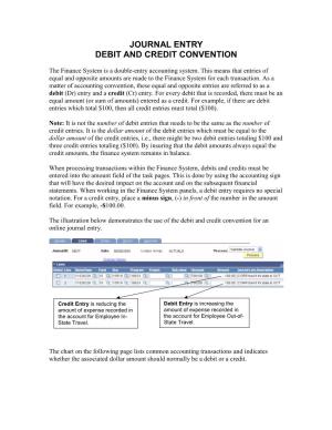 Journal Entry Debit and Credit Convention