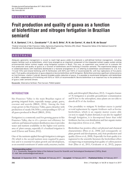Fruit Production and Quality of Guava As a Function of Biofertilizer and Nitrogen Fertigation in Brazilian Semiarid