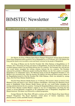 BIMSTEC Newsletters Feb 2013