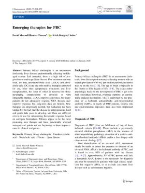 Emerging Therapies for PBC