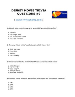 Disney Movie Trivia Questions #9