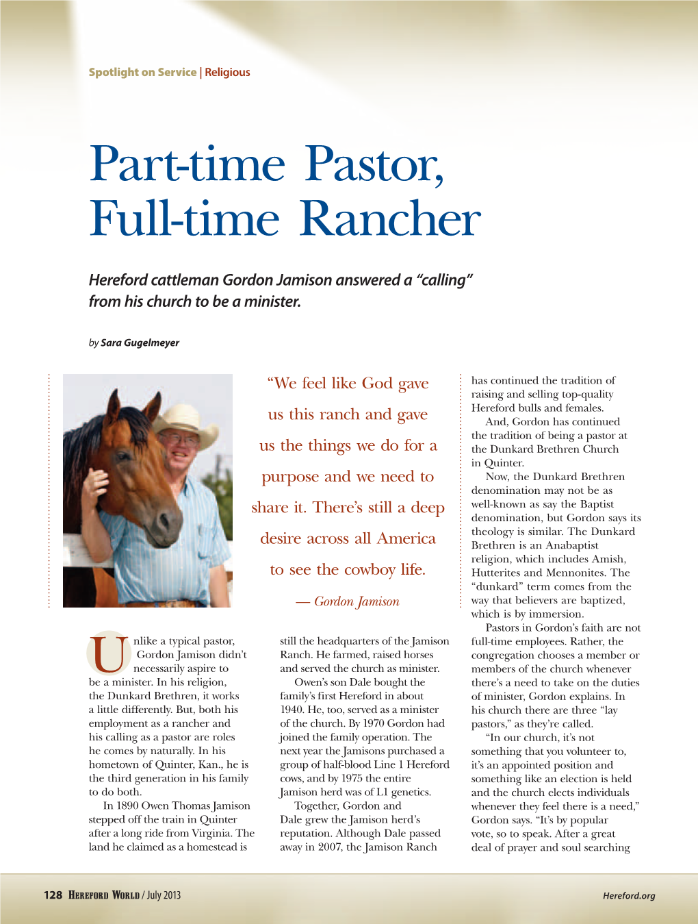 Part-Time Pastor, Full-Time Rancher
