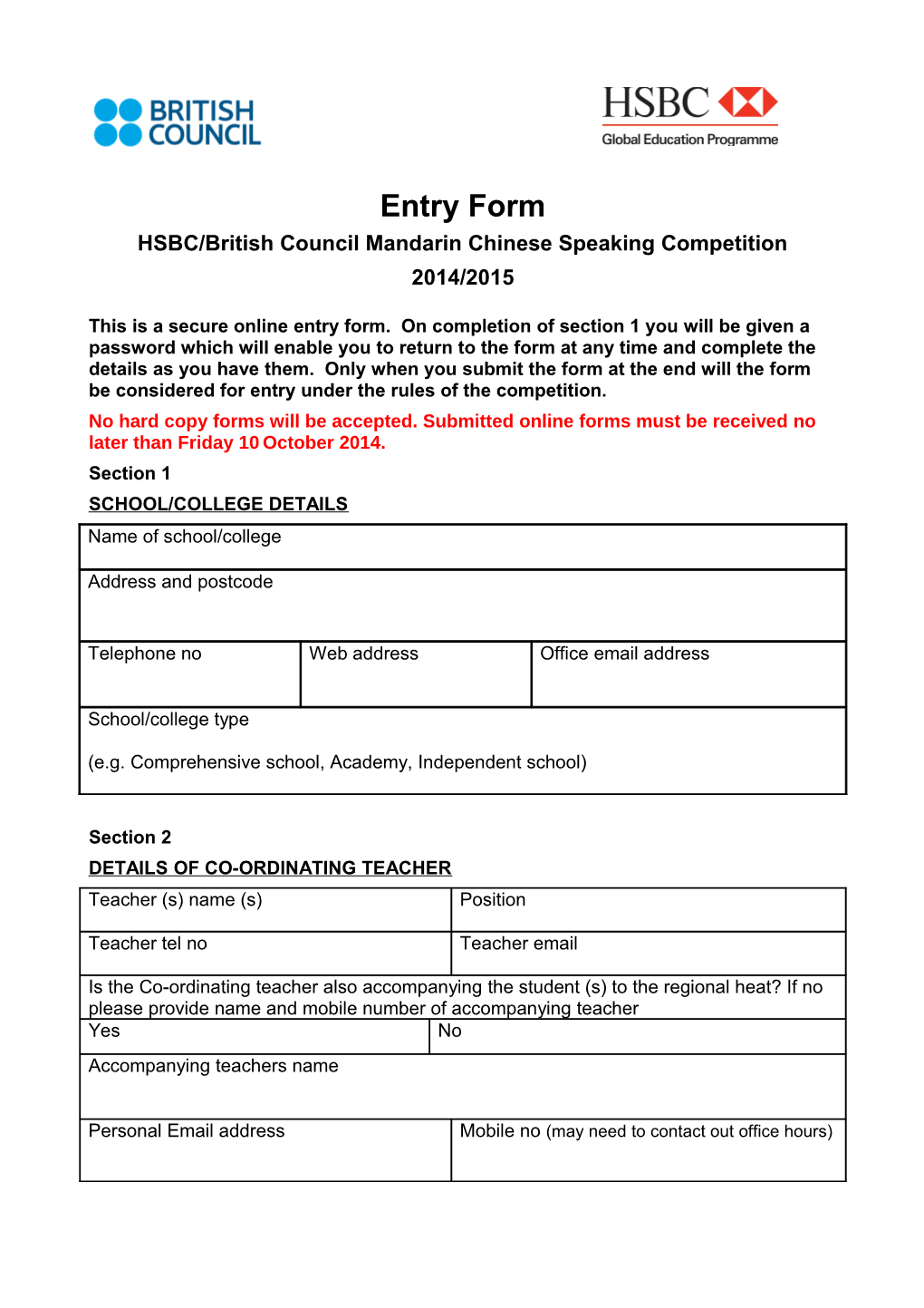 HSBC/British Council Mandarin Chinese Speaking Competition