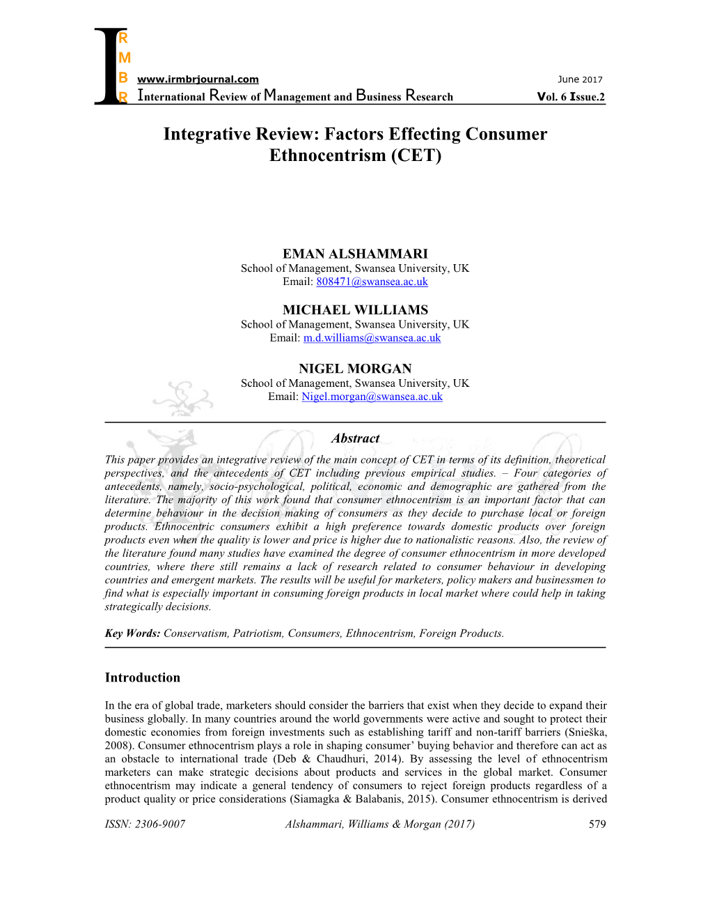 Integrative Review: Factors Effecting Consumer Ethnocentrism (CET)