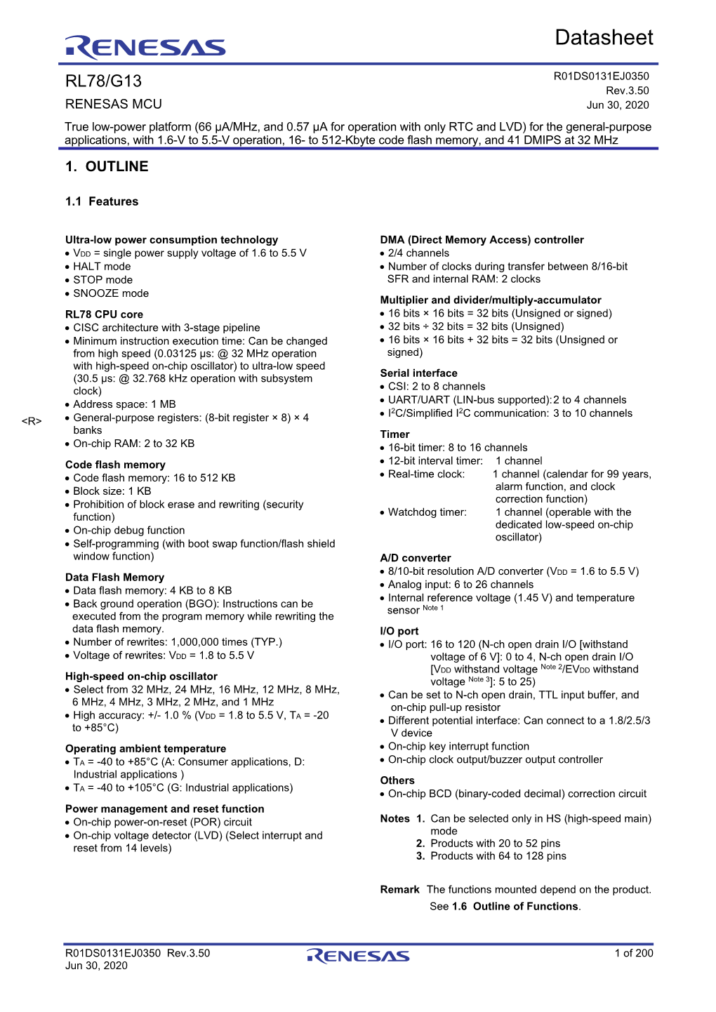 RL78/G13 Datasheet