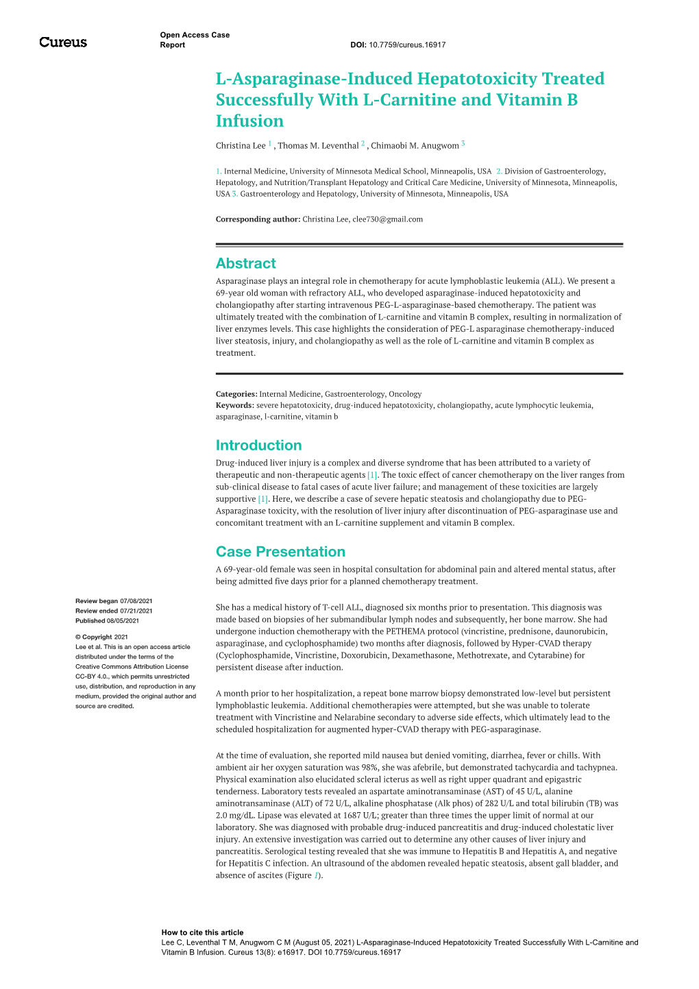 L-Asparaginase-Induced Hepatotoxicity Treated Successfully with L-Carnitine and Vitamin B Infusion