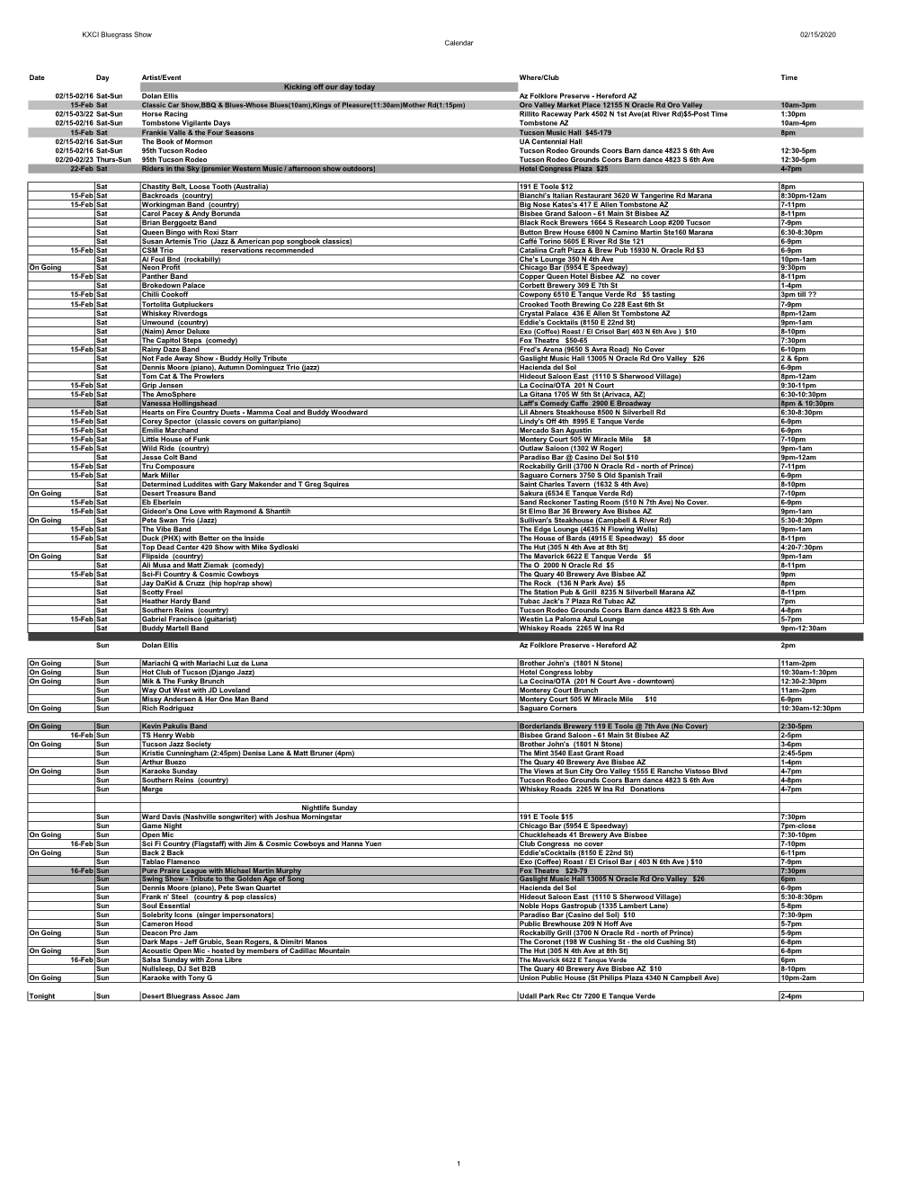 Bluegrass Show Calendar 05-2016