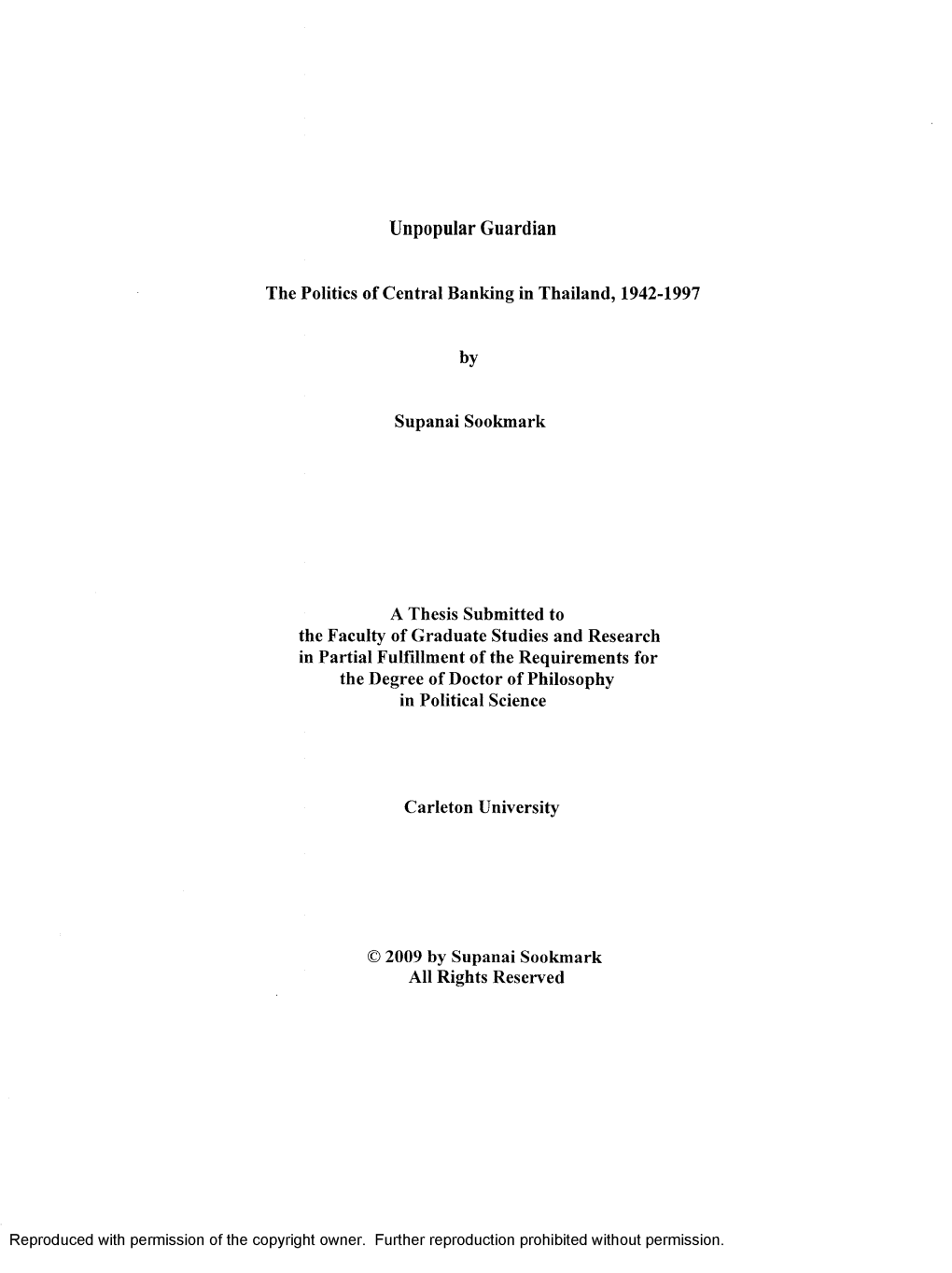 The Politics of Central Banking in Thailand, 1942-1997 Supanai