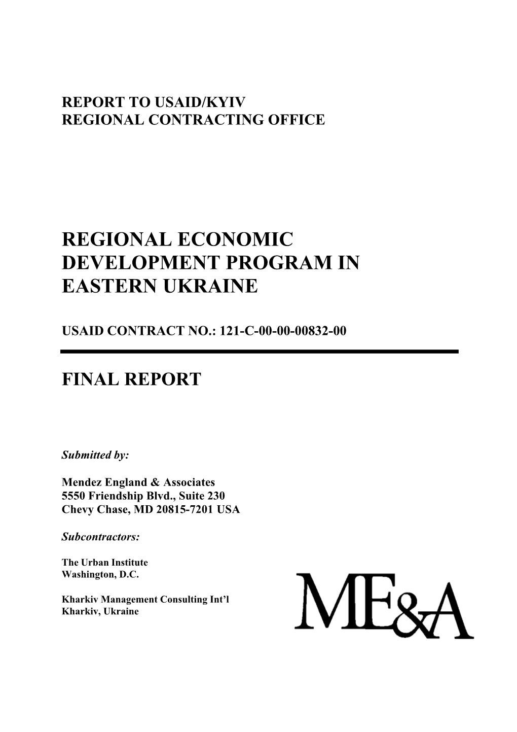 Regional Economic Development Program in Eastern Ukraine