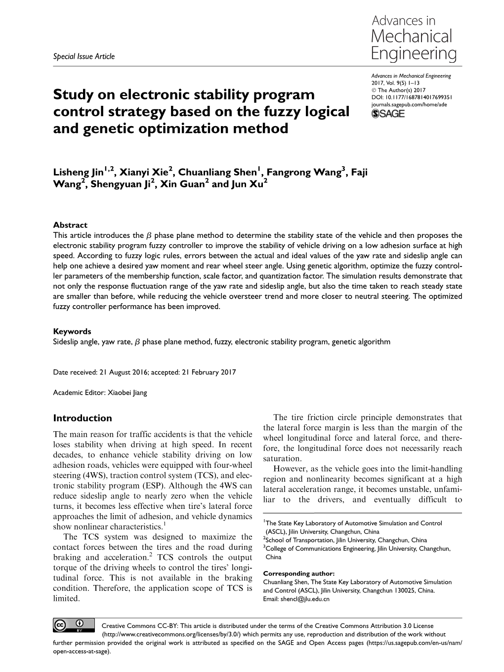 Study on Electronic Stability Program Control Strategy Based on the Fuzzy Logical and Genetic Optimization Method