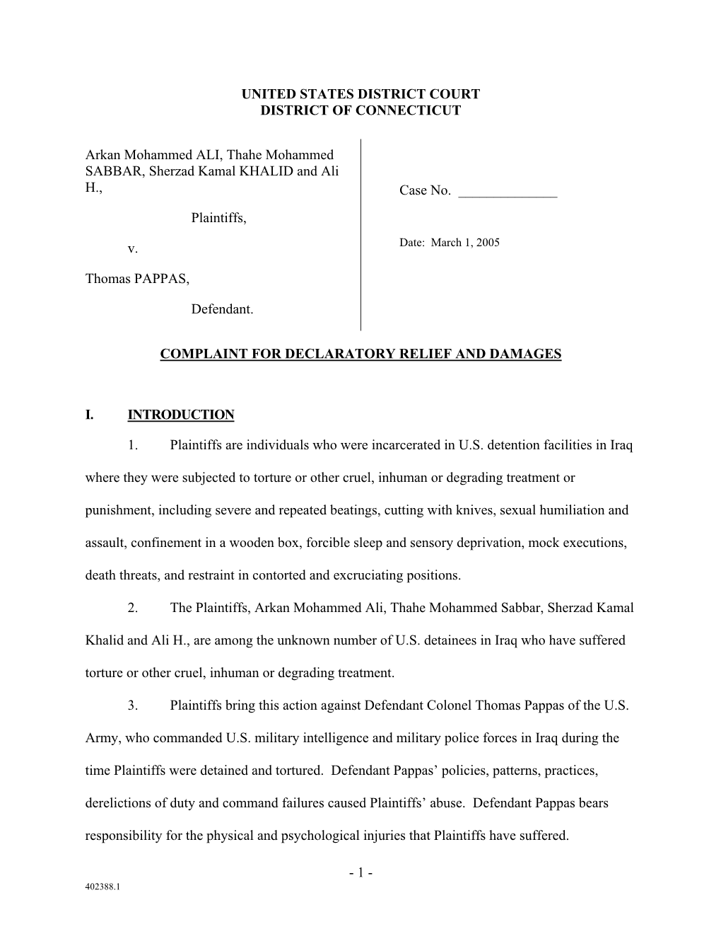 United States District Court District of Connecticut