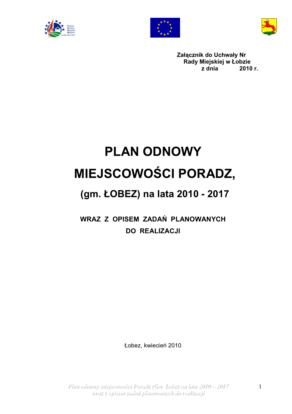 PLAN ODNOWY MIEJSCOWOŚCI PORADZ, (Gm