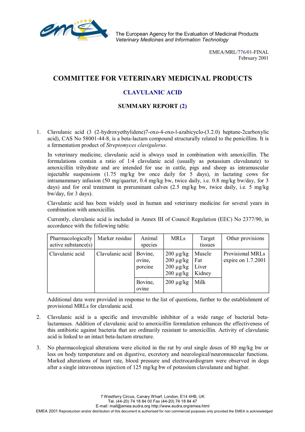 Clavulanic-Acid-Summary-Report-2-Committee-Veterinary-Medicinal-Products En.Pdf