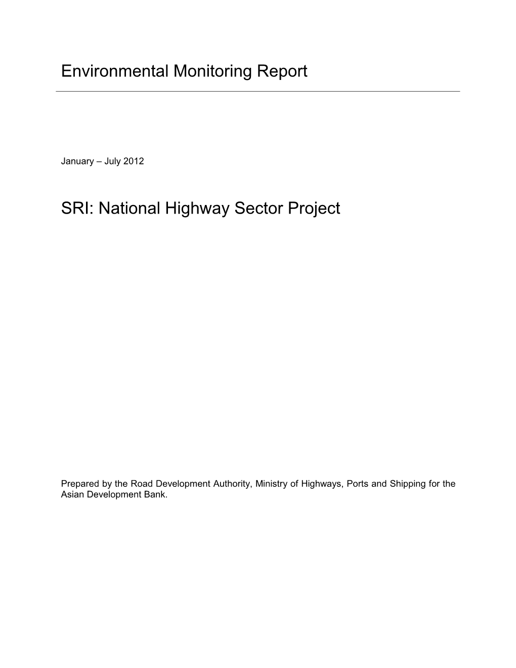 Environmental Monitoring Report SRI: National Highway Sector Project