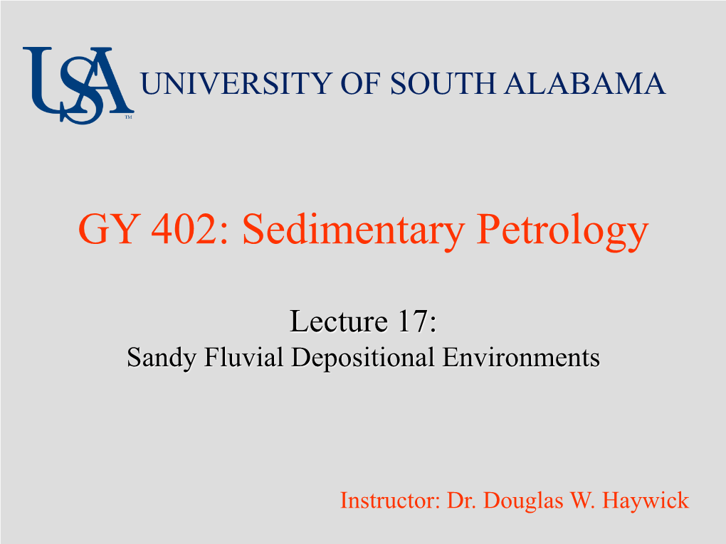 GY 402: Sedimentary Petrology