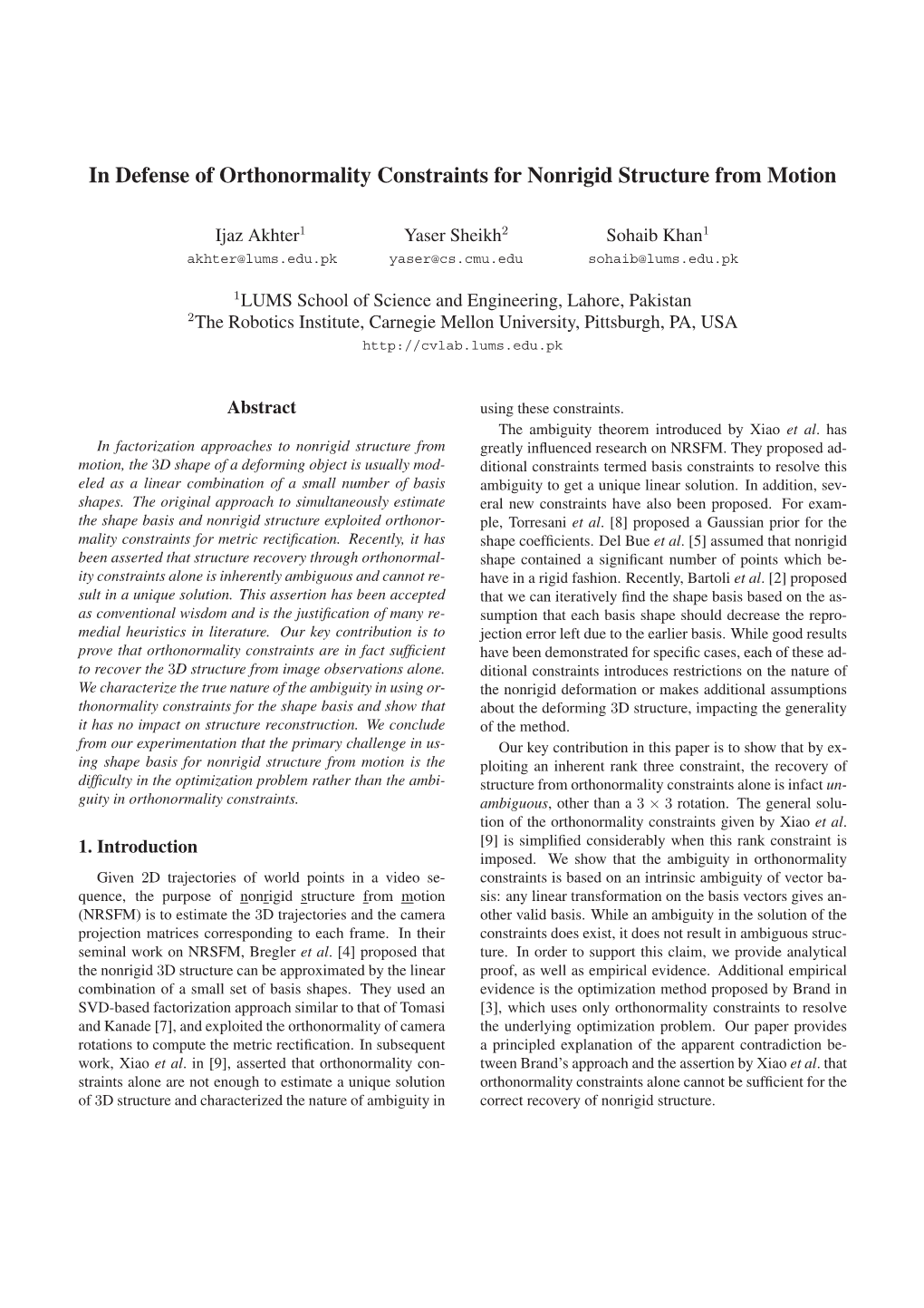 In Defense of Orthonormality Constraints for Nonrigid Structure from Motion