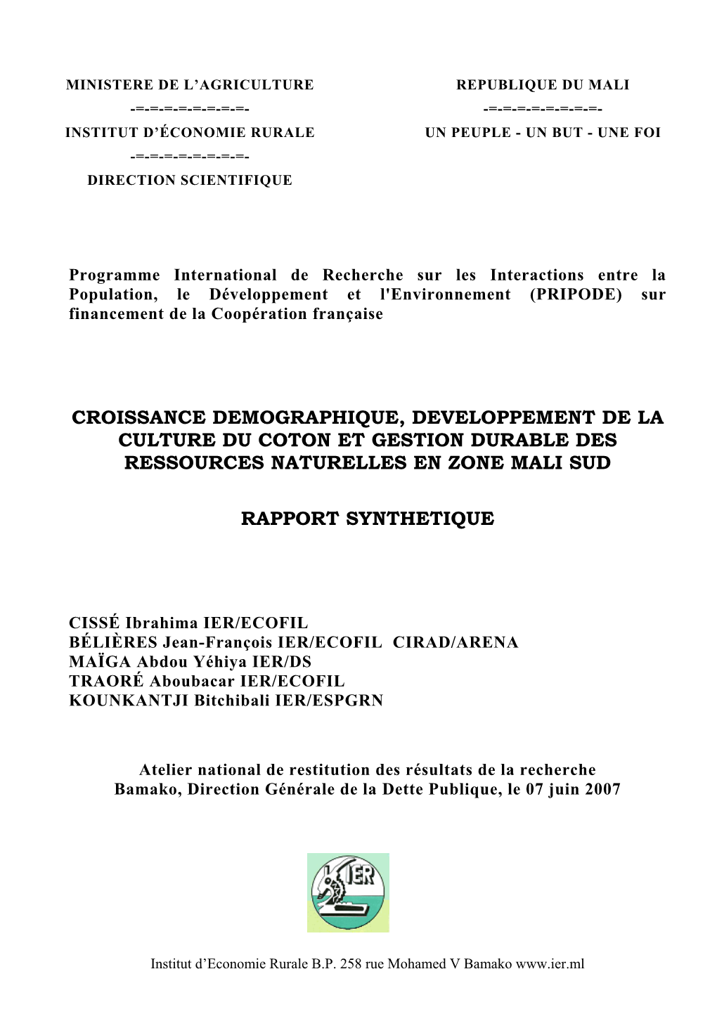 Rapport De Synthese