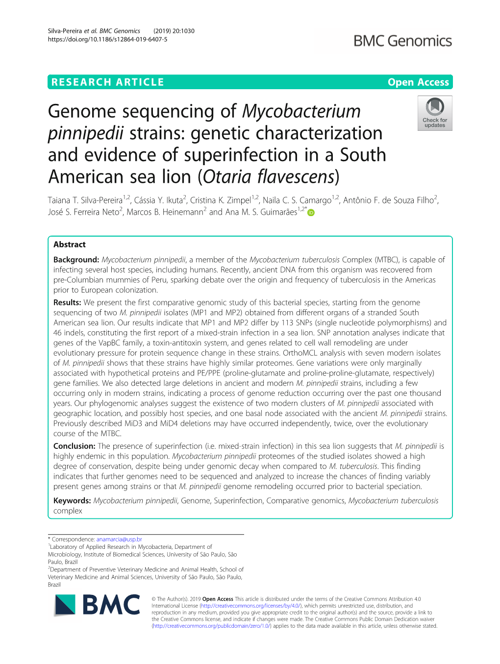 Genome Sequencing of Mycobacterium Pinnipedii Strains