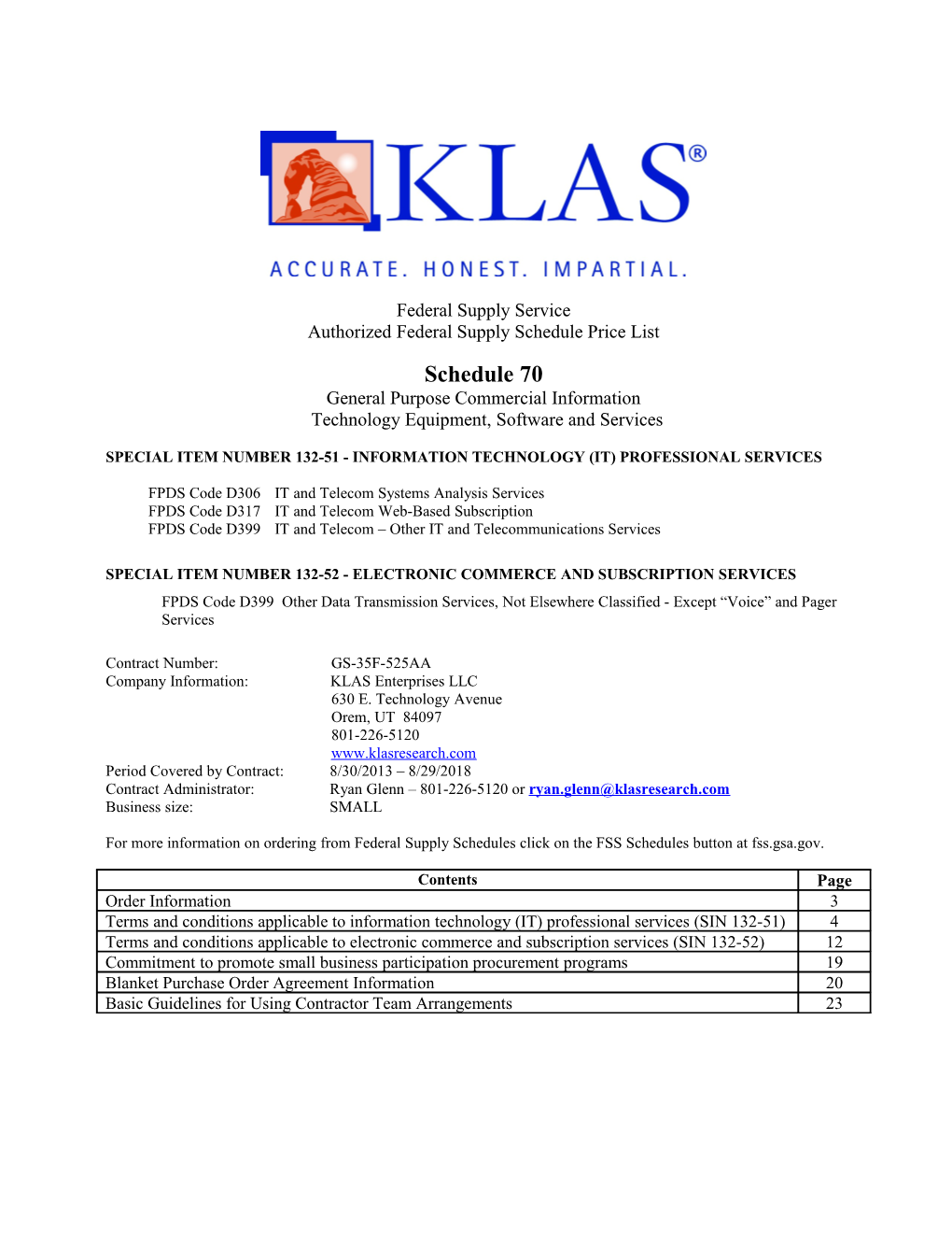 Authorized Federal Supply Schedule Price List s23