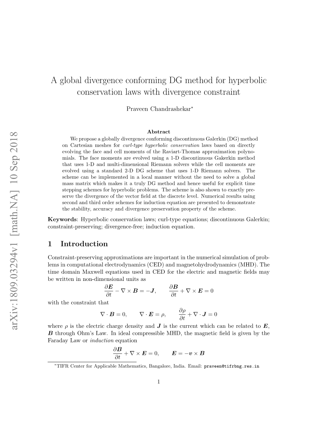 A Global Divergence Conforming DG Method for Hyperbolic Conservation Laws with Divergence Constraint