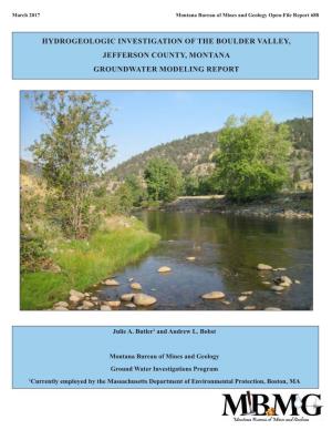 Hydrogeologic Investigation of the Boulder Valley, Jefferson County, Montana Groundwater Modeling Report