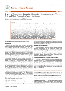 Drivers of Glucose and Glutamine Metabolism Reprogramming In