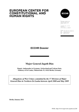ECCHR Dossier Major General Jagath Dias