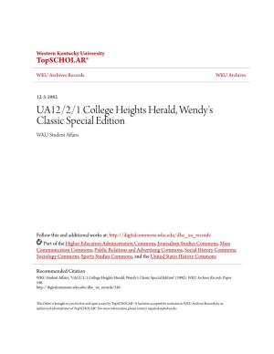 UA12/2/1 College Heights Herald, Wendy's Classic Special Edition WKU Student Affairs