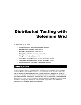Distributed Testing with Selenium Grid