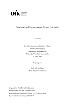Governance and Management of German Universities