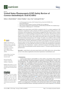 Safety Review of Gamma-Aminobutyric Acid (GABA)