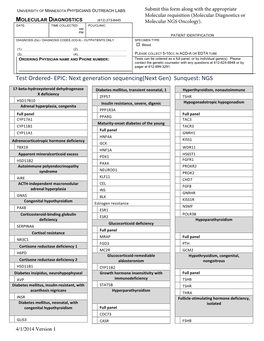 Next Generation Sequencing(Next Gen) Sunquest: NGS