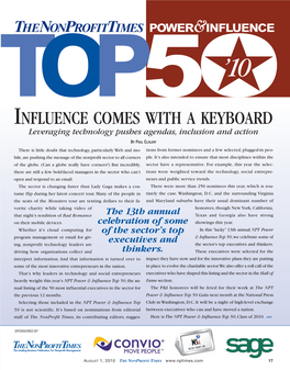 INFLUENCE COMES with a KEYBOARD Leveraging Technology Pushes Agendas, Inclusion and Action