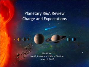 Planetary R&A Review Charge and Expectations