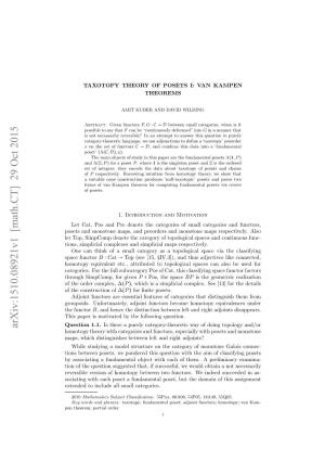 TAXOTOPY THEORY of POSETS I: VAN KAMPEN THEOREMS 3 of the Category Are Unique