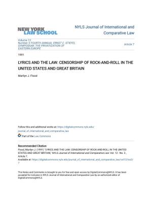 Censorship of Rock-And-Roll in the United States and Great Britain