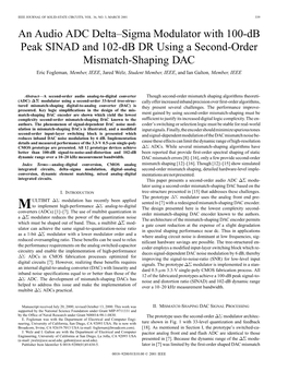 An Audio ADC Delta-Sigma Modulator with 100-Db Peak Sinad and 102
