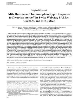 Mite Burden and Immunophenotypic Response to &lt;I&gt;Demodex Musculi
